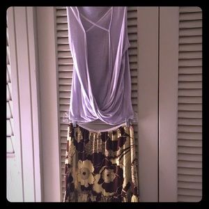 O’Neill skirt and periwinkle cut out shirt!